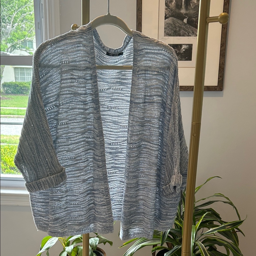 NIC+ZOE Light Blue Open-Front Knit Cardigan